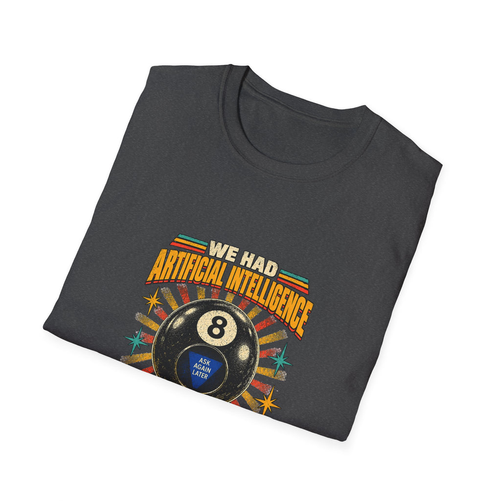 AI Magic 8 Ball T-Shirt | Artificial Intelligence Humor, Retro Arcade Graphic