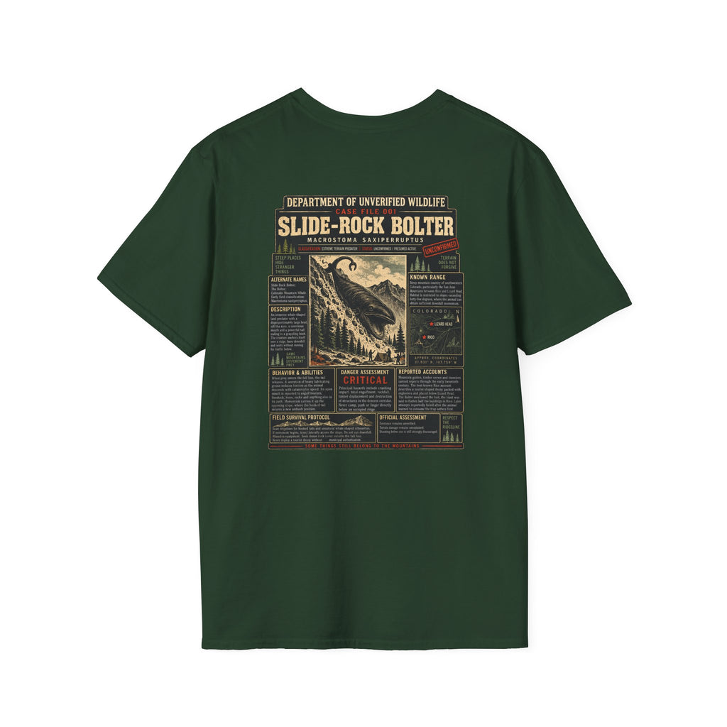 Slide-Rock Bolter T-Shirt — Department of Unverified Wildlife Retro Tee