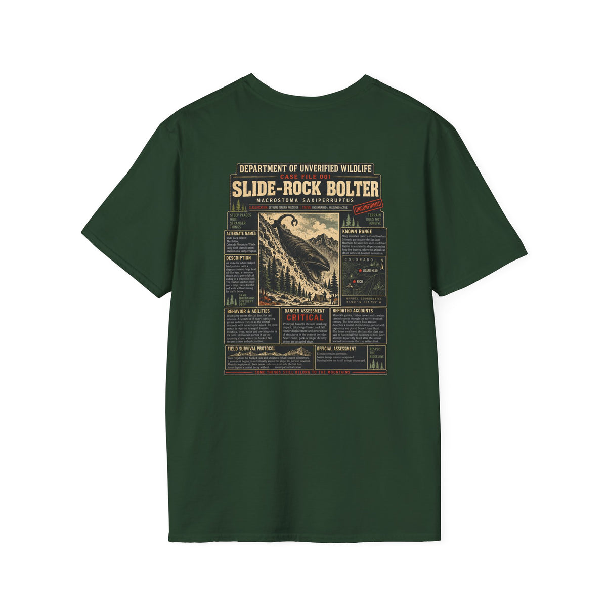 Slide-Rock Bolter T-Shirt — Department of Unverified Wildlife Retro Tee