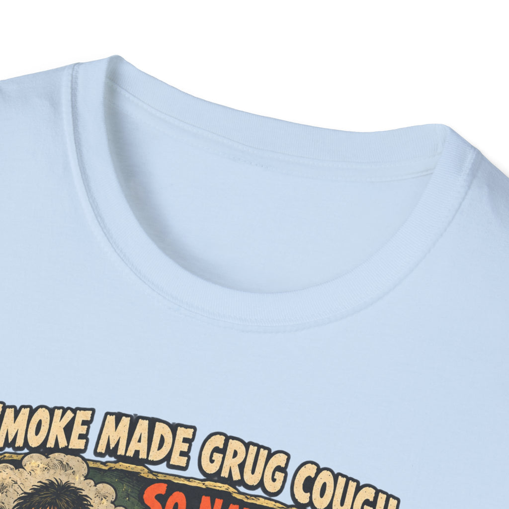 Grug Smoking Caveman Comic Tee T-Shirt | Vintage Caveman Illustration, Humorous Primitive Design