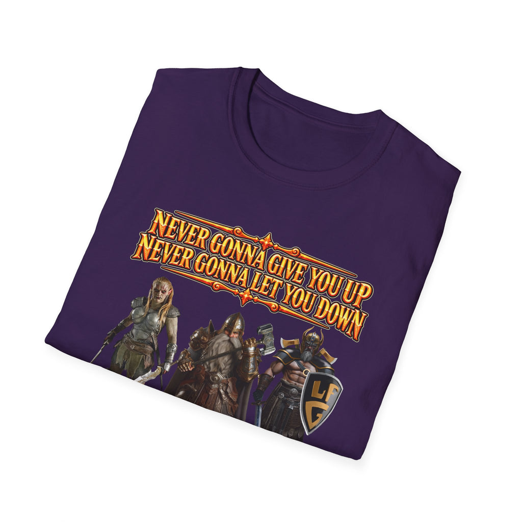 Rickroll RPG Party T-Shirt — "Never Gonna Give You Up" Fantasy Adventurers Tee