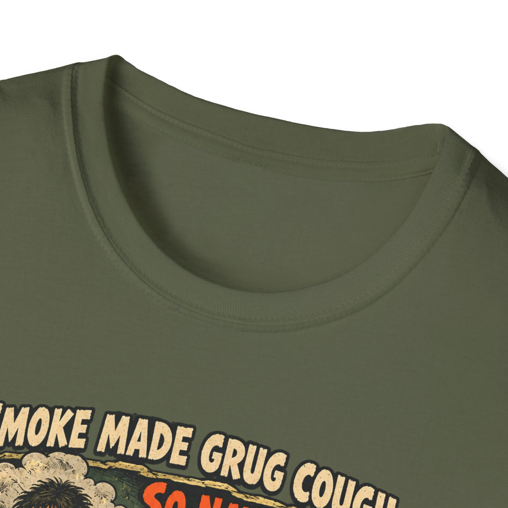 Grug Smoking Caveman Comic Tee T-Shirt | Vintage Caveman Illustration, Humorous Primitive Design