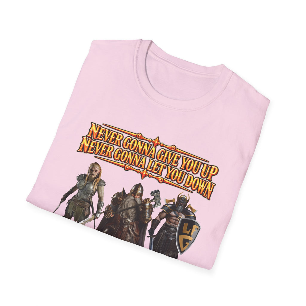 Rickroll RPG Party T-Shirt — "Never Gonna Give You Up" Fantasy Adventurers Tee