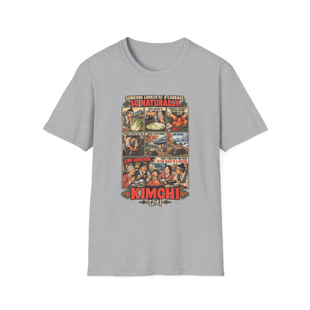 Kimchi Comic Panel T-Shirt | Retro Food Illustration, Korean Cuisine