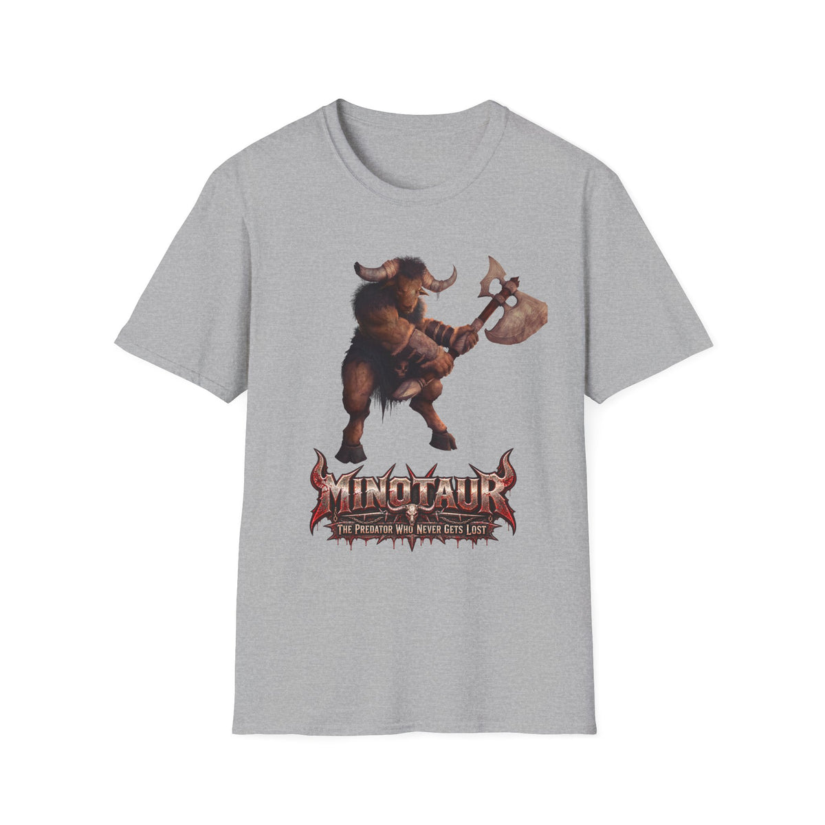 Minotaur Battle T-Shirt — Fantasy Warrior Axe Graphic Tee