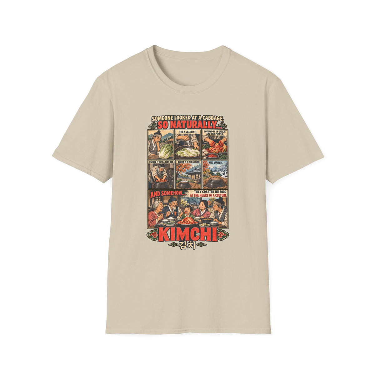 Kimchi Comic Panel T-Shirt | Retro Food Illustration, Korean Cuisine