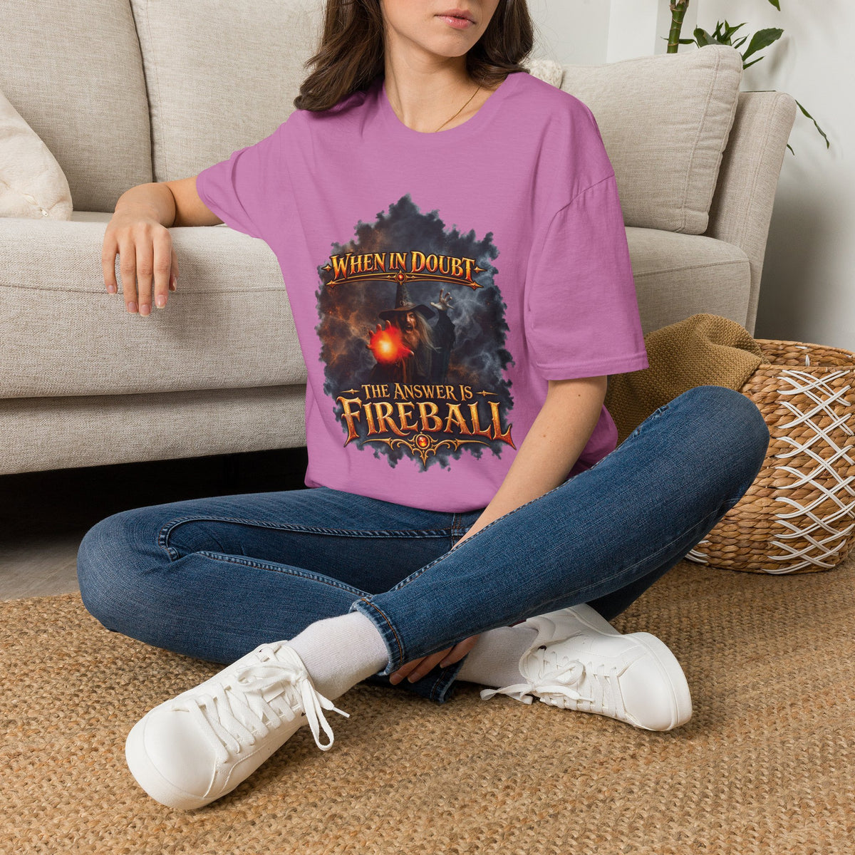 Fireball Mage T-Shirt — "When in Doubt, The Answer Is Fireball" Fantasy RPG Tee