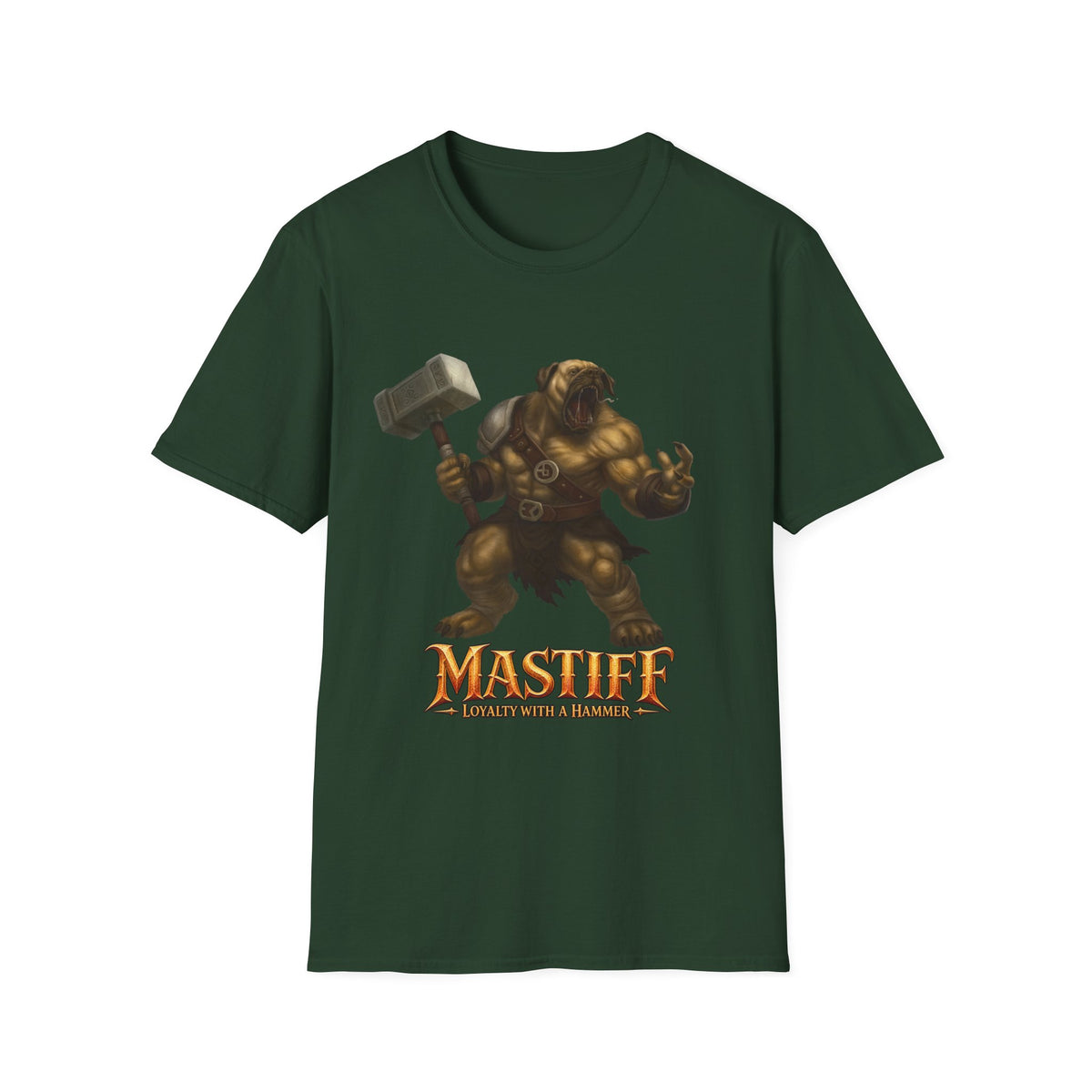 Mastiff Warrior T-Shirt — Hammer-Wielding Mastiff Graphic Tee