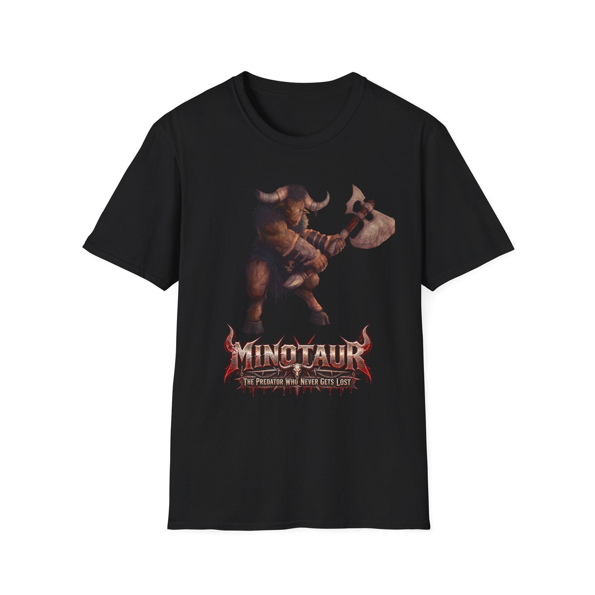 Minotaur Battle T-Shirt — Fantasy Warrior Axe Graphic Tee