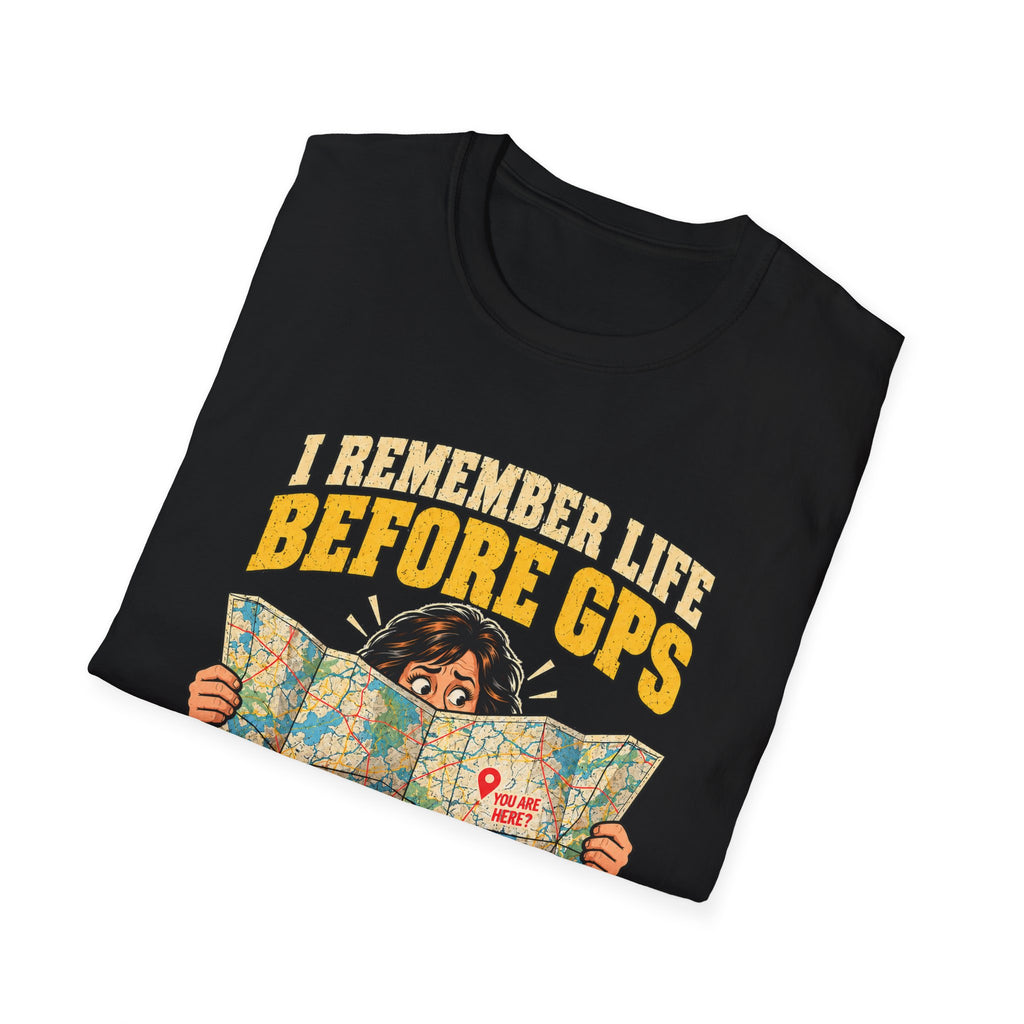 I Remember Life Before GPS T-Shirt | Vintage Map Illustration, Funny Travel Quote
