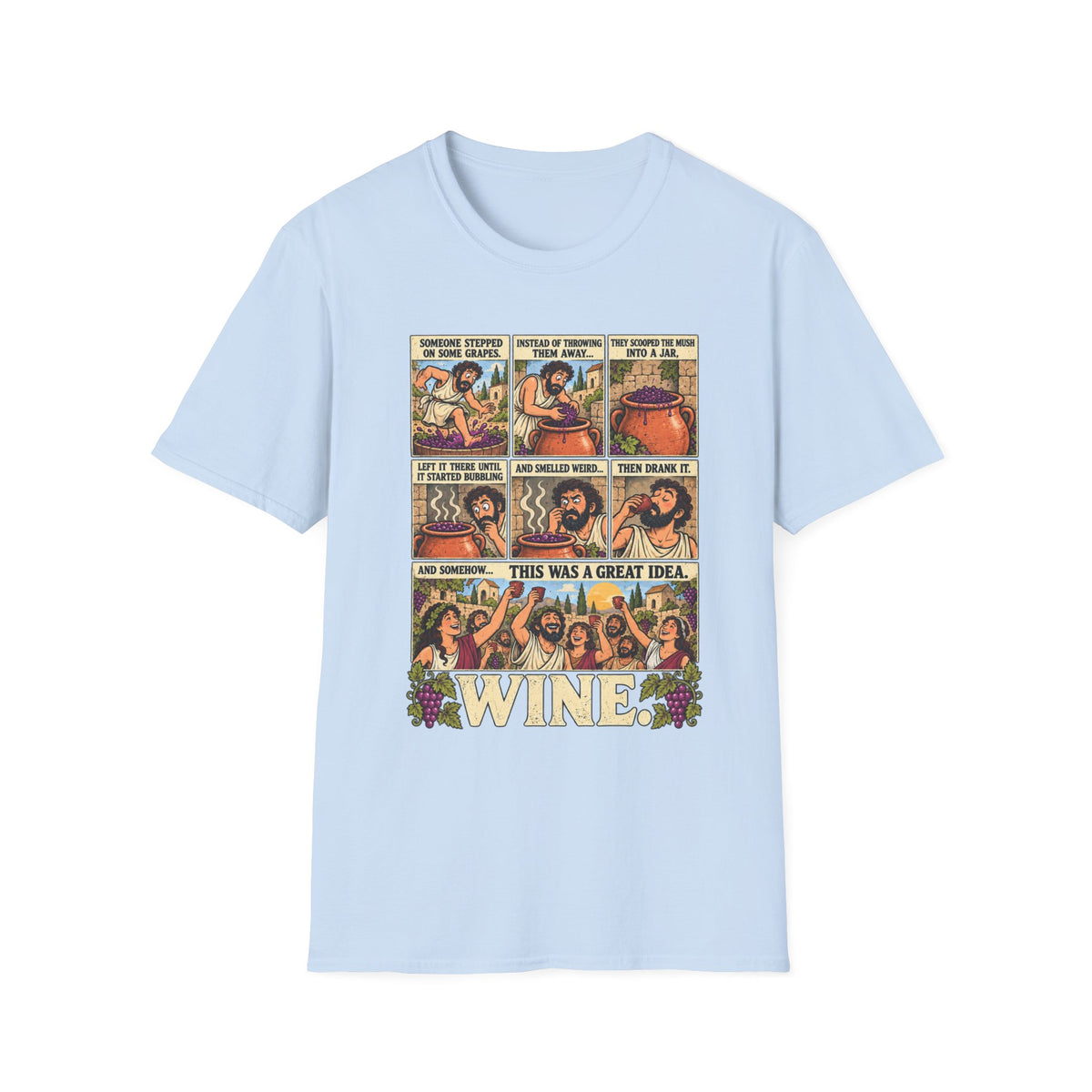 Wine Comic Panel T-Shirt | Vintage Wine Humor, Comic Strip Design