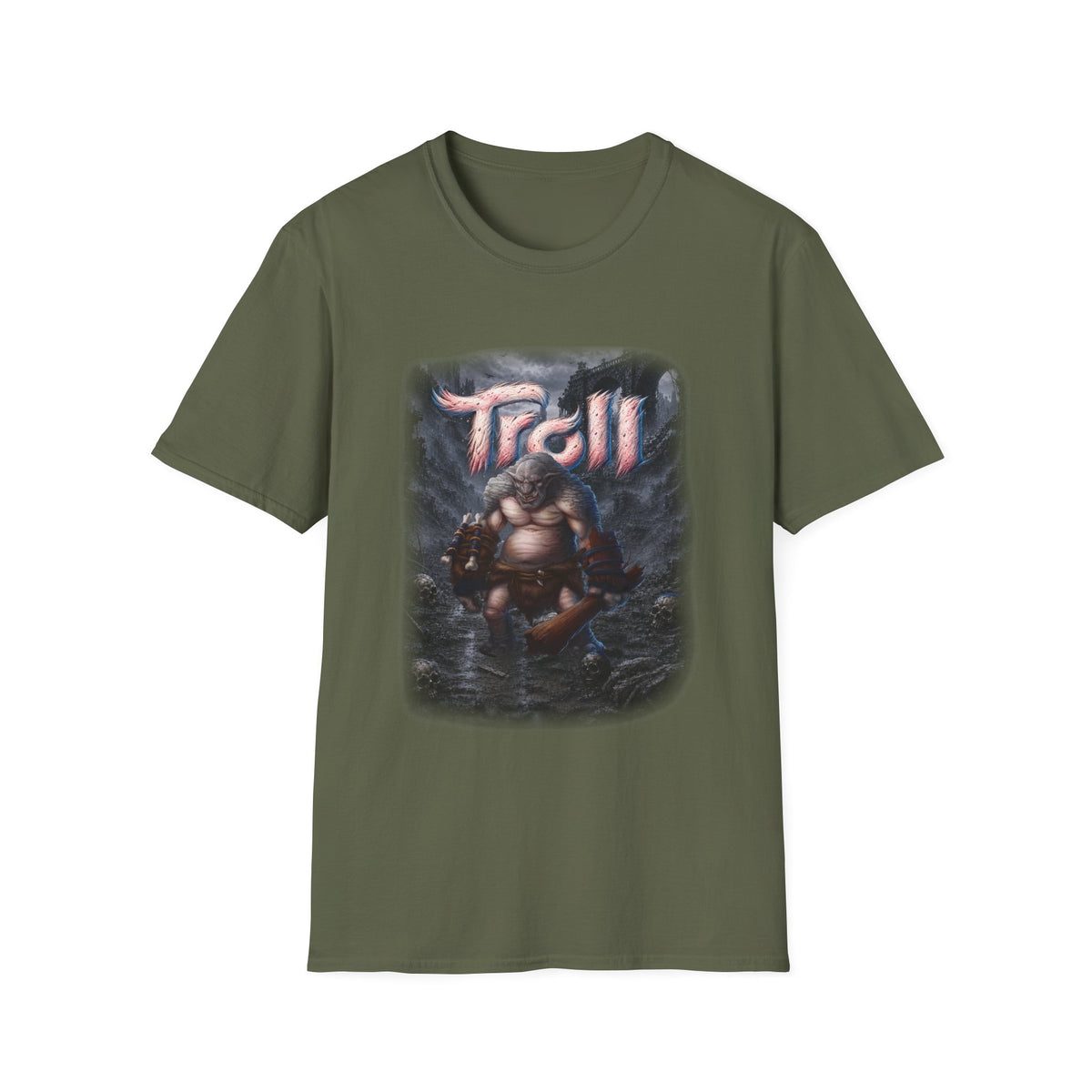 T-Shirt — 'Troll' Fantasy Creature Graphic Tee (Front & Back Definition)