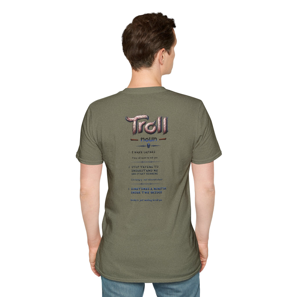 T-Shirt — 'Troll' Fantasy Creature Graphic Tee (Front & Back Definition)