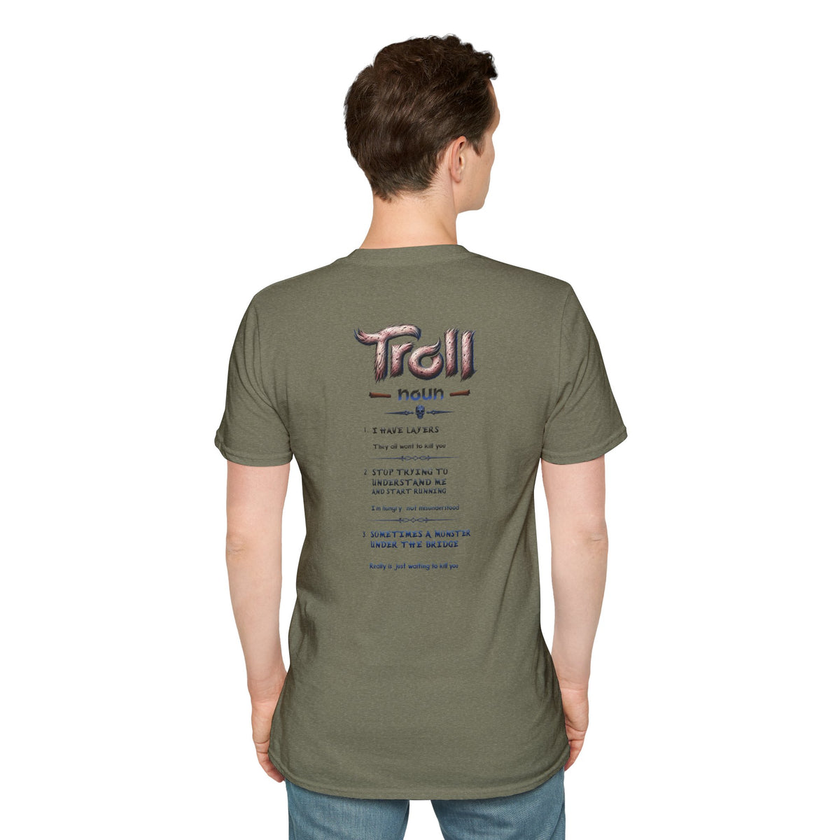 T-Shirt — 'Troll' Fantasy Creature Graphic Tee (Front & Back Definition)