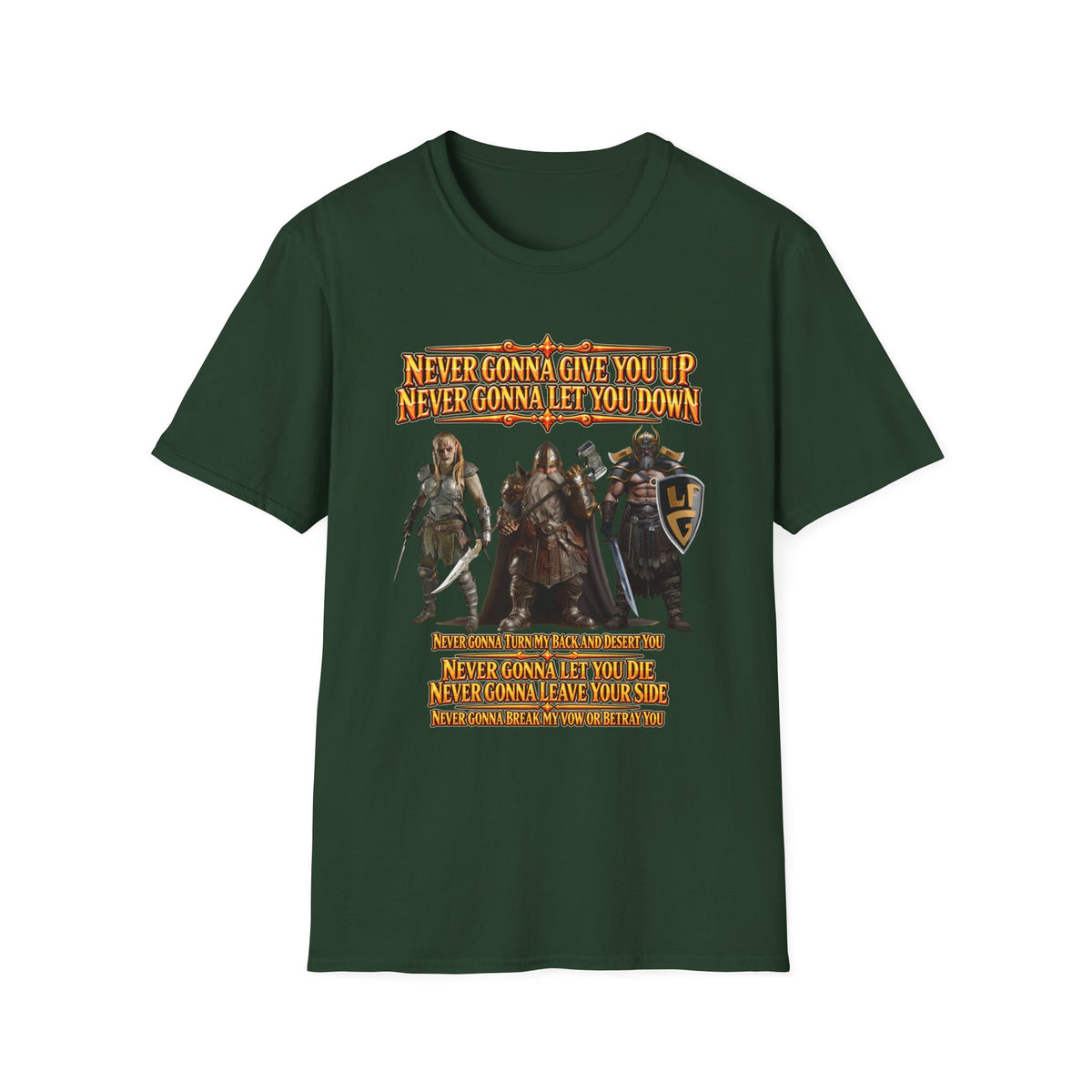 Rickroll RPG Party T-Shirt — "Never Gonna Give You Up" Fantasy Adventurers Tee