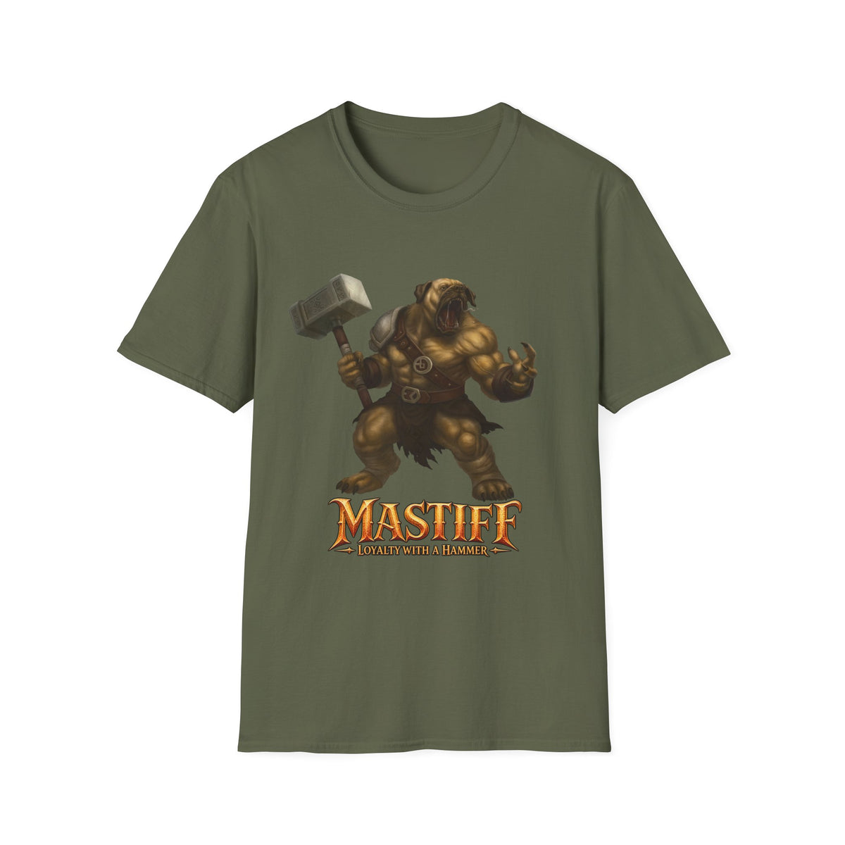 Mastiff Warrior T-Shirt — Hammer-Wielding Mastiff Graphic Tee