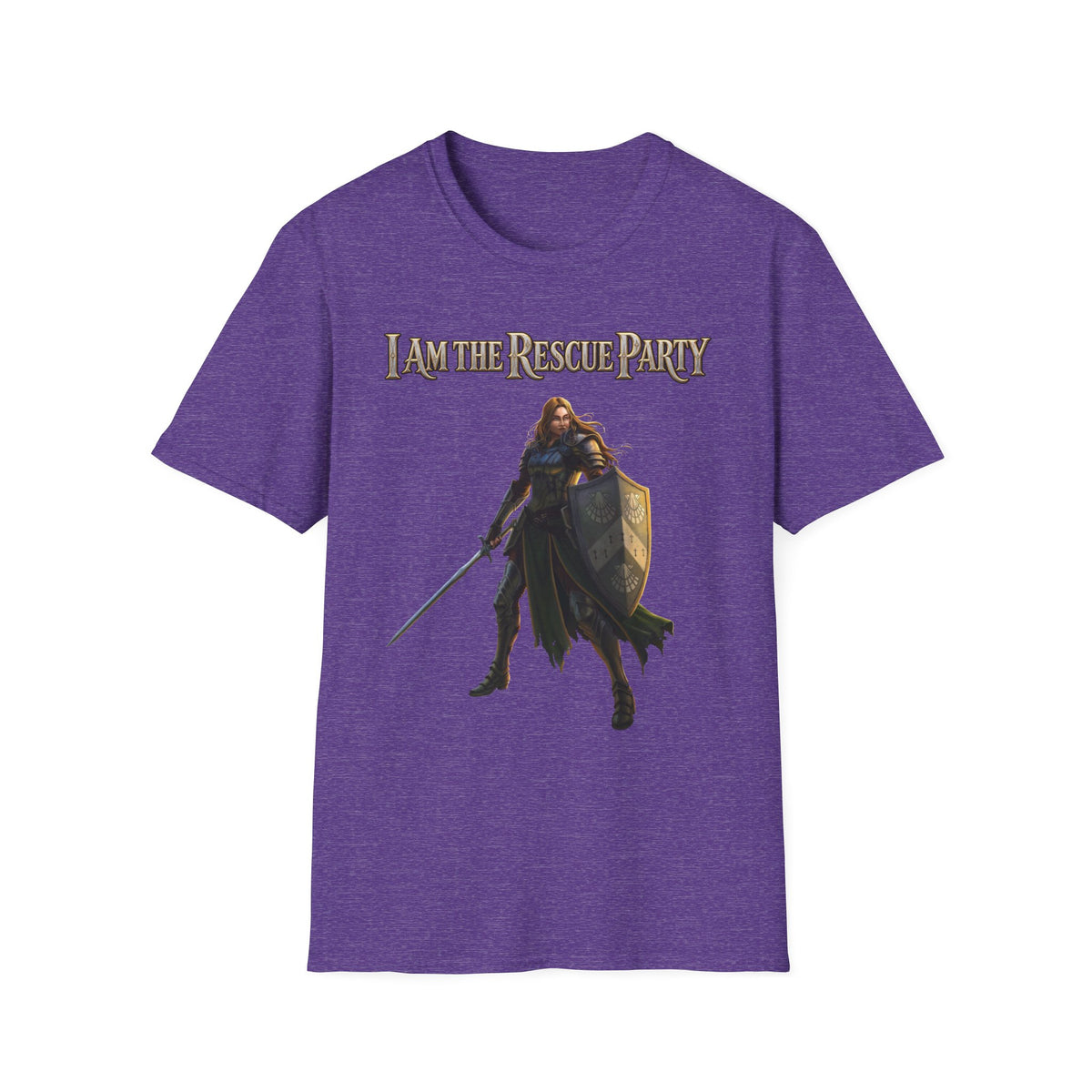 I Am the Rescue Party T-Shirt | Female Warrior Knight Illustration