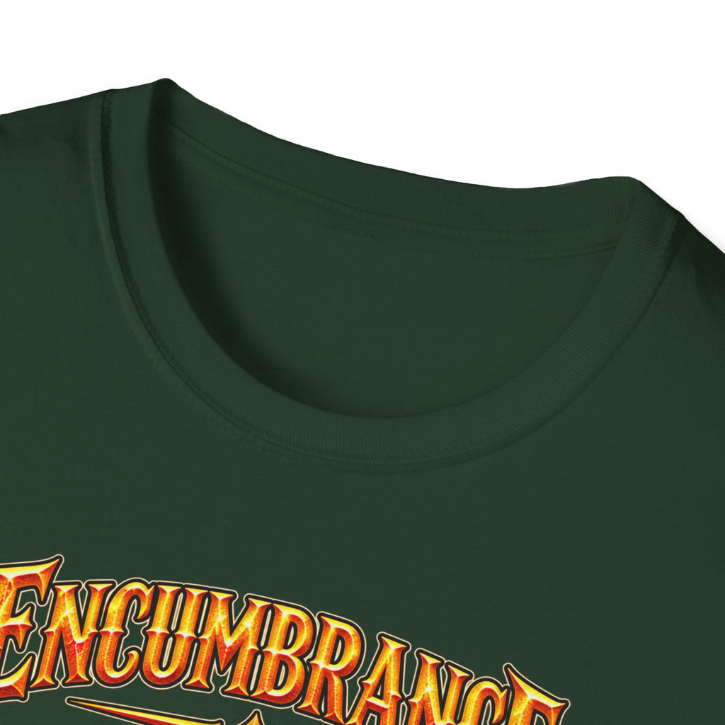 Encumbrance T-Shirt — RPG-Inspired "Encumbrance (noun) — Punishment for successful shopping" Graphic Tee