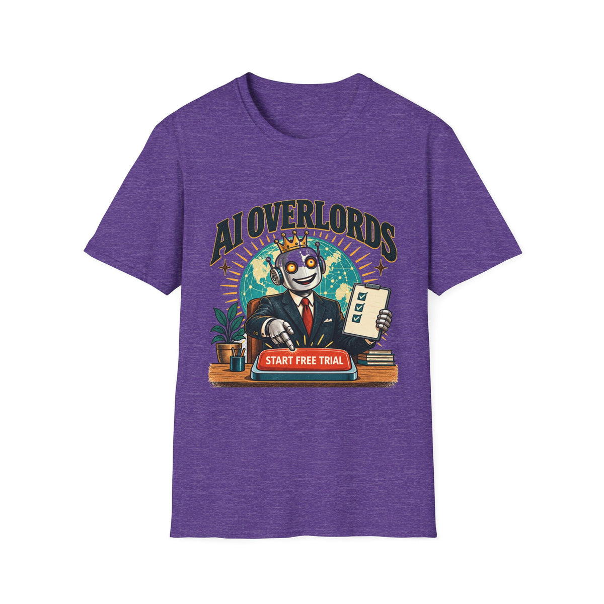 AI Overlords Start Free Trial T-Shirt | Robot Business Illustration