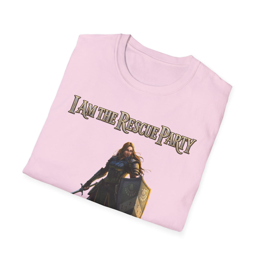 I Am the Rescue Party T-Shirt | Female Warrior Knight Illustration