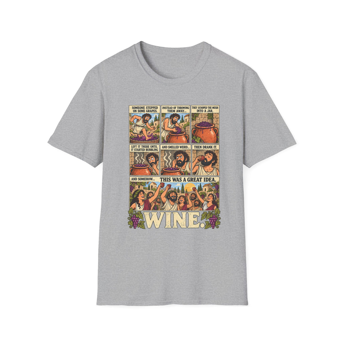 Wine Comic Panel T-Shirt | Vintage Wine Humor, Comic Strip Design
